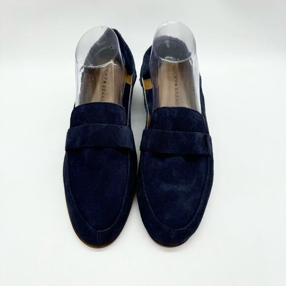 Lucky Brand Chennie Suede Leather Slip On Classic Loafers In Navy Size 10 Office - Picture 4 of 12